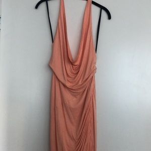 Bebe Halter Backless Cowl Neck Maxi Dress